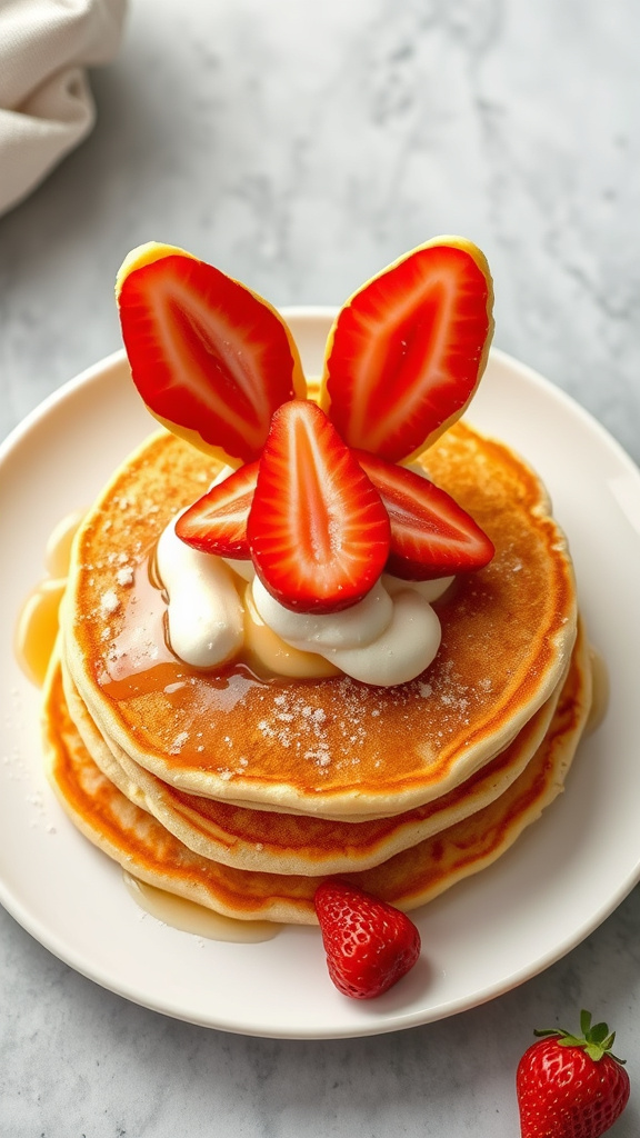 14. Strawberry Bunny Ear Pancakes