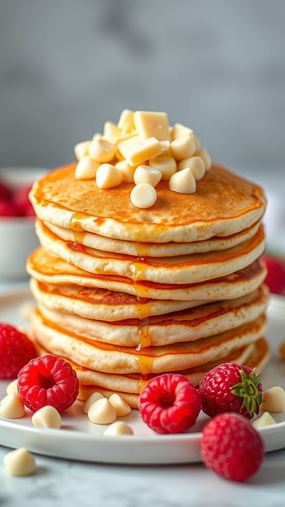 23. White Chocolate Raspberry Pancakes