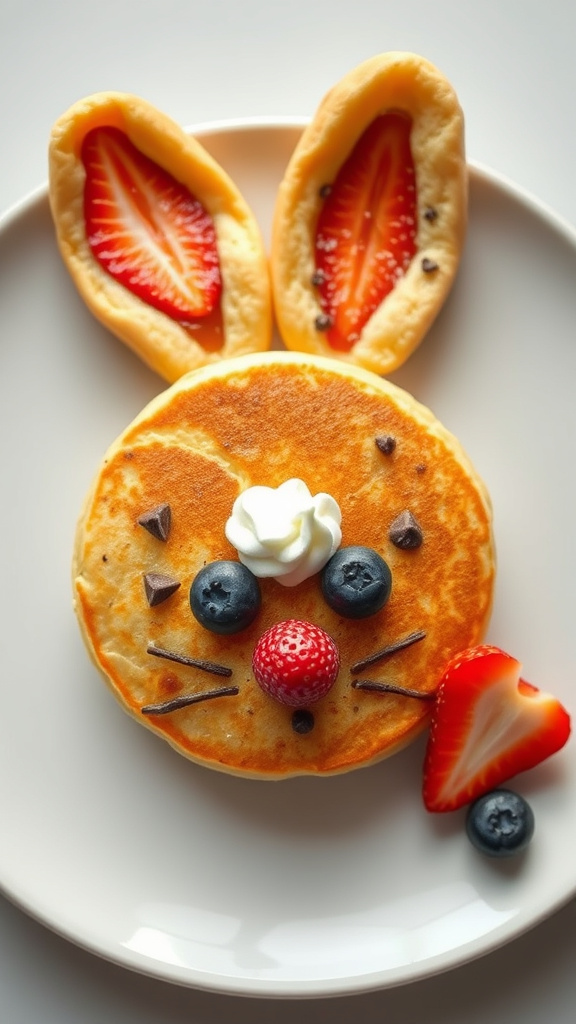 28. Choco-chip Bunny Face Pancakes