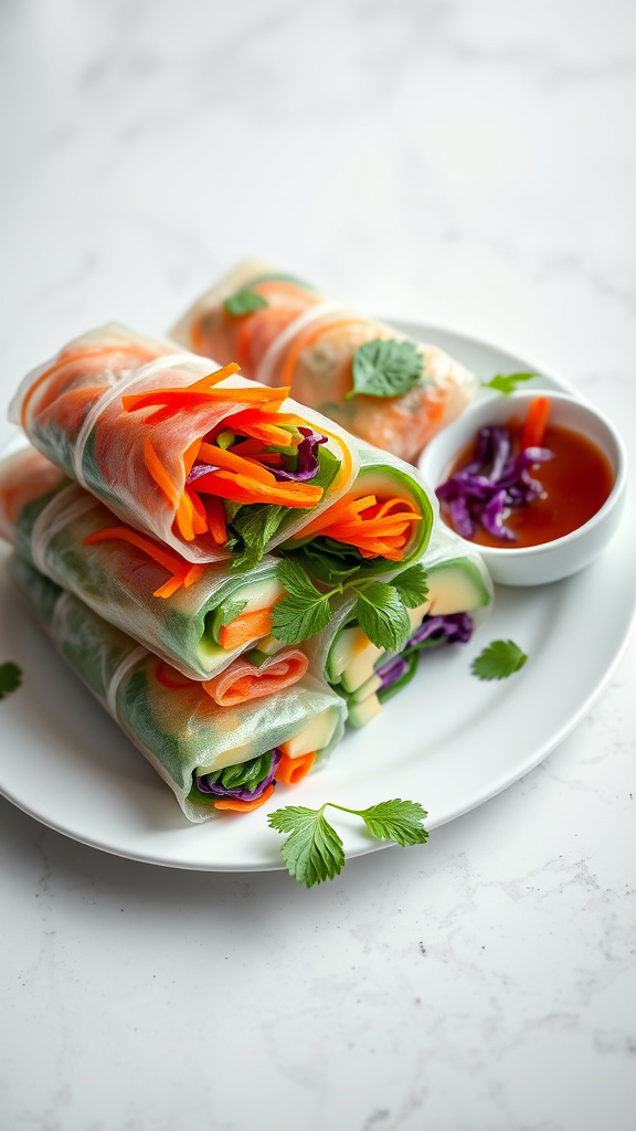 20. Rainbow Veggie Spring Rolls