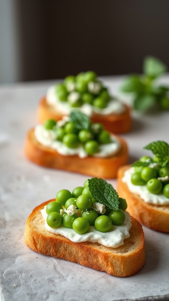 21. Spring Pea and Mint Crostinis