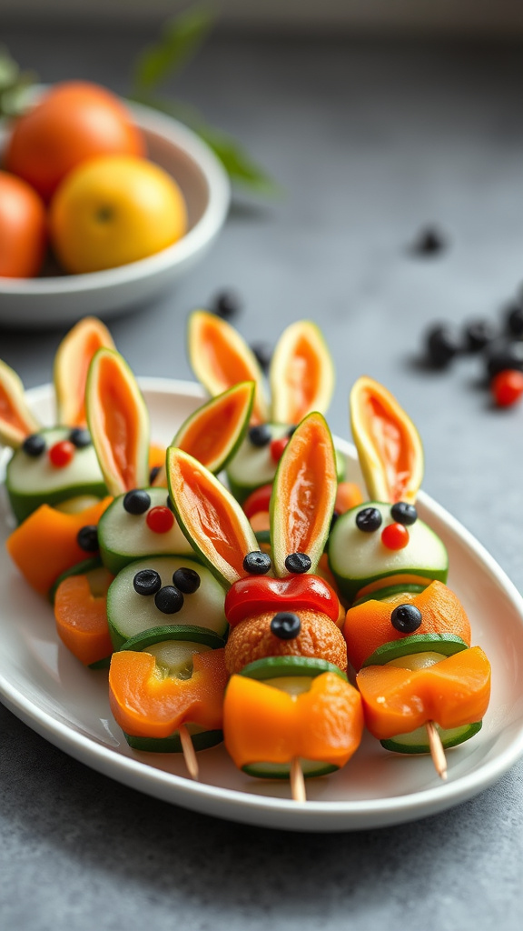 23. Bunny-Shaped Veggie Kabobs