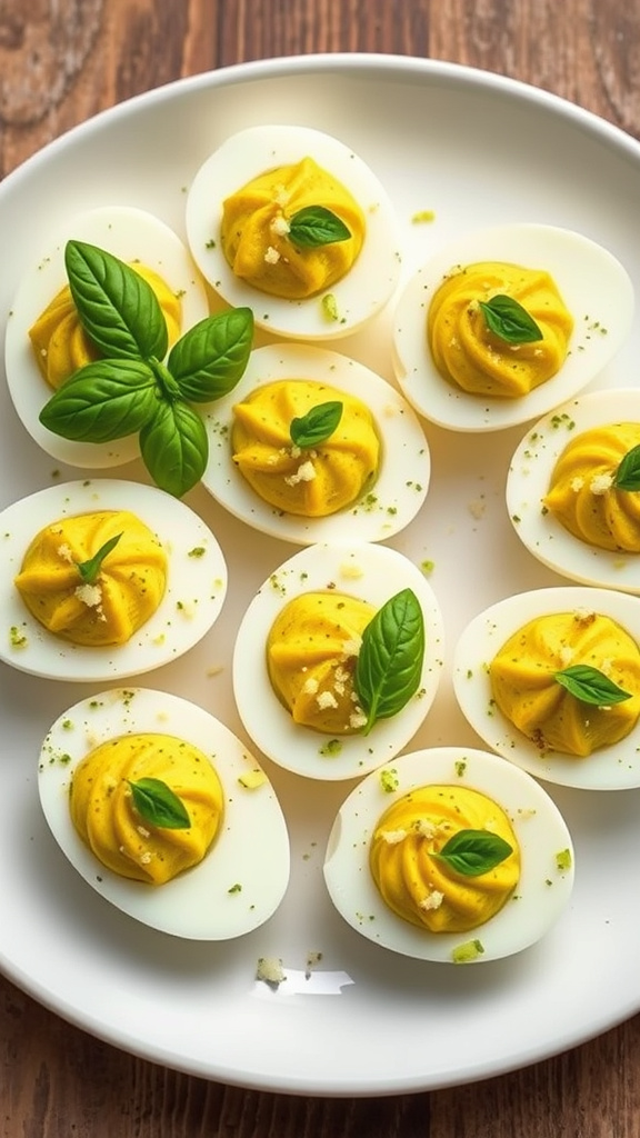 11. Pesto Parmesan Deviled Eggs