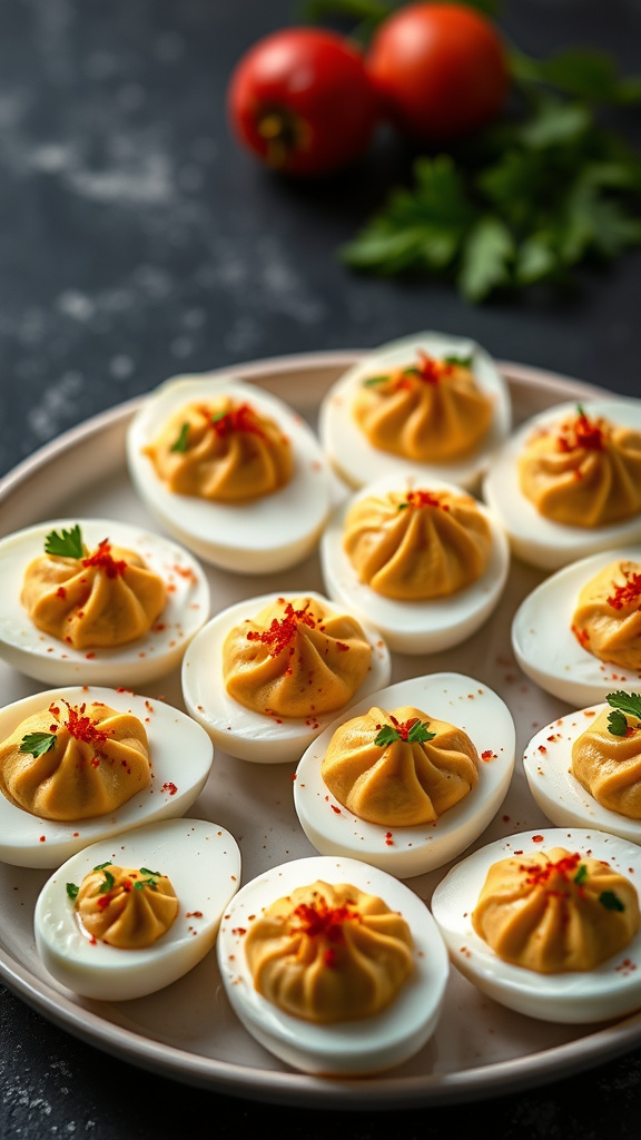 12. Hummus Infused Deviled Eggs