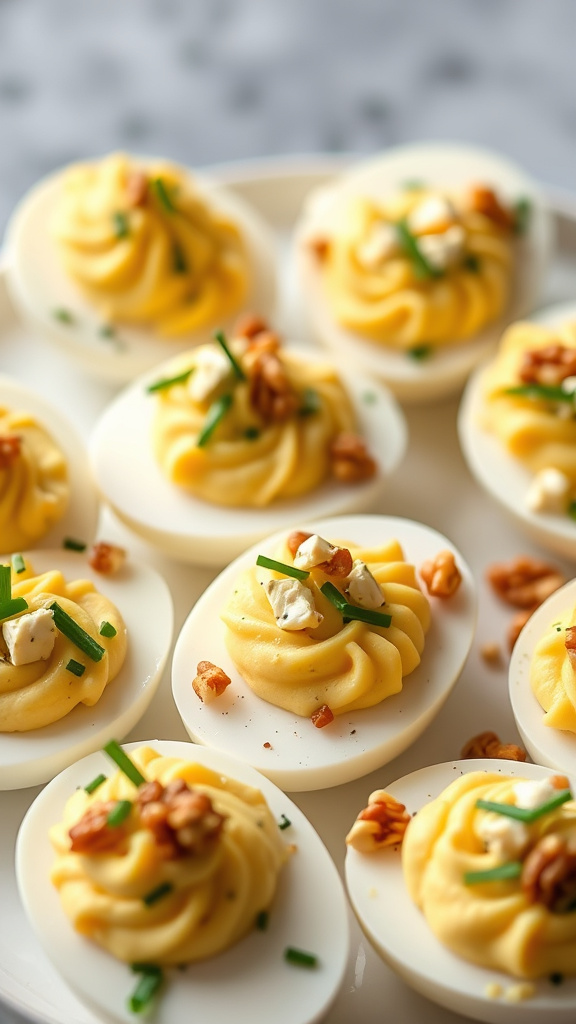 21. Blue Cheese Walnut Deviled Eggs