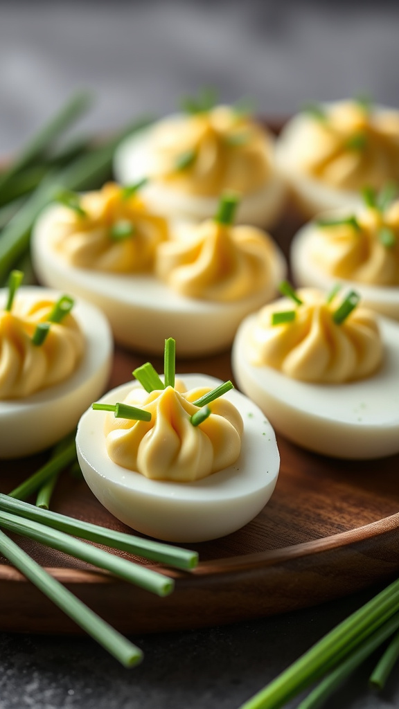 22. Crème Fraîche Chive Deviled Eggs