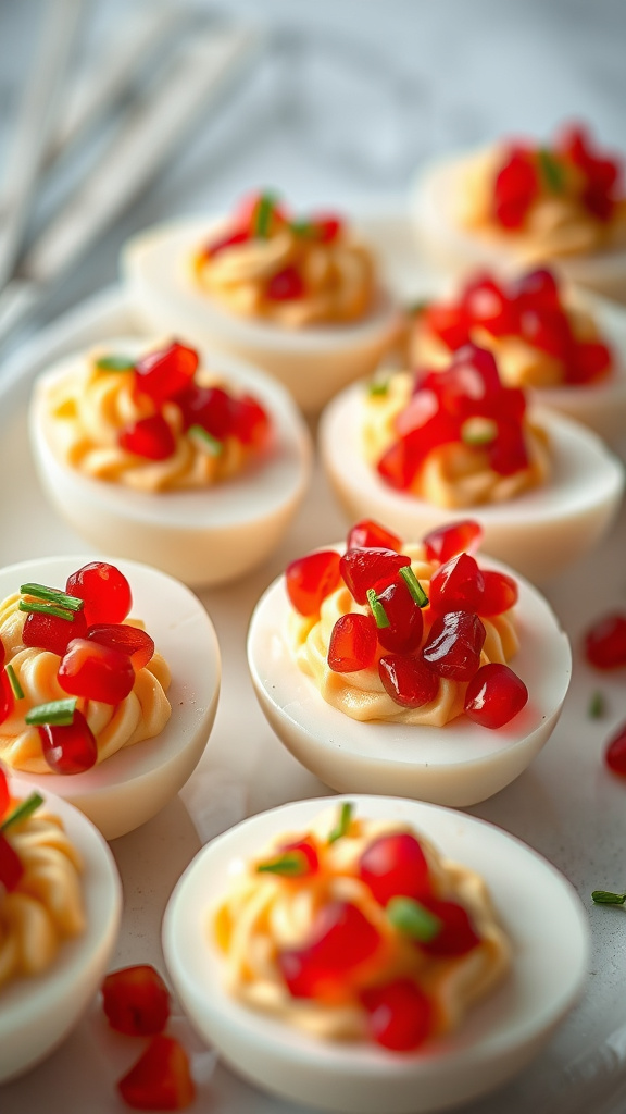 24. Pomegranate Seeds Deviled Eggs